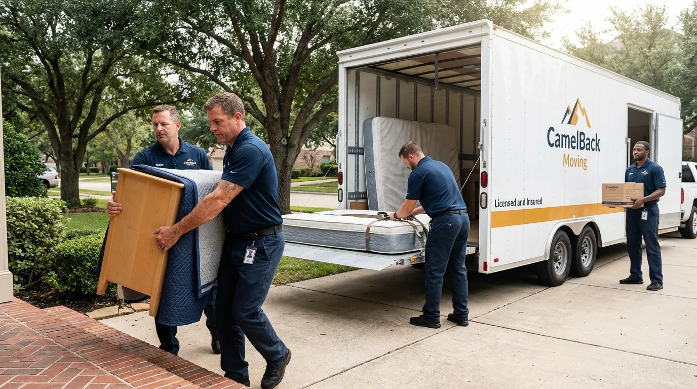 Crew loading residential truck for cross-state move from Ash Grove, MO
