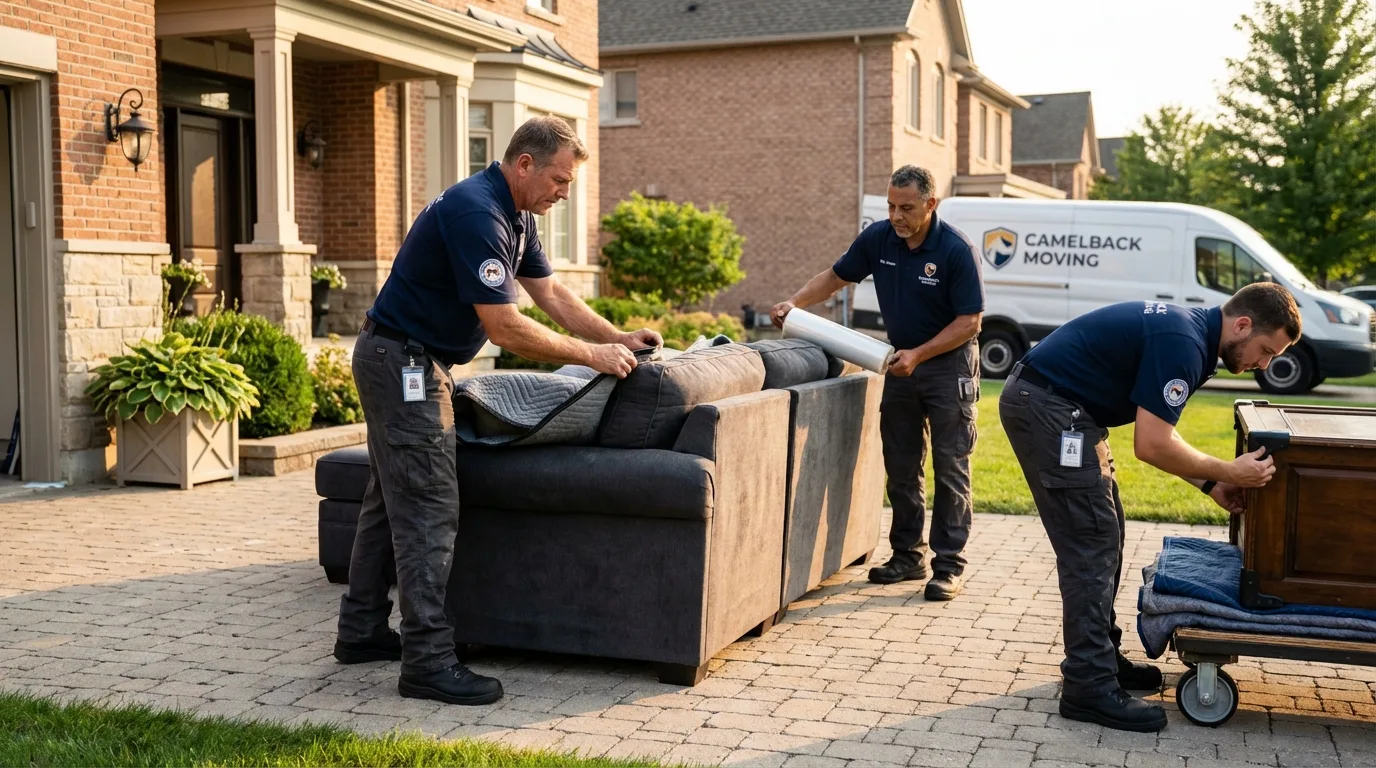 Large estate moving crew wrapping furniture in Ash Grove, MO