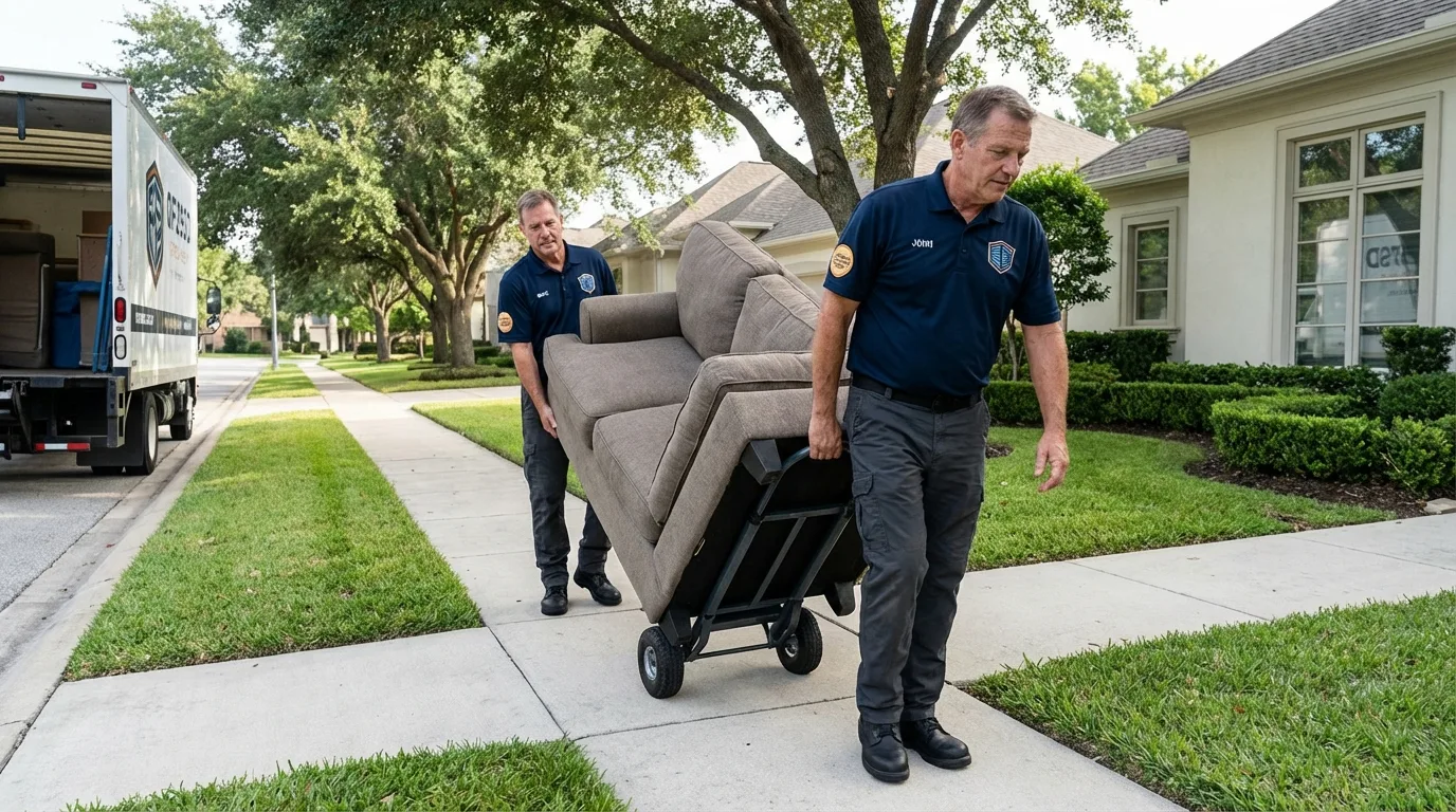 Local residential moving crew loading furniture in Ash Grove, MO